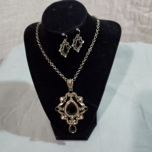 Marcasite look Necklace and Earrings Set